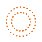 Who we are - Authenticity logo. An orange large dotted circle with a smaller orange dotted circle in the middle.